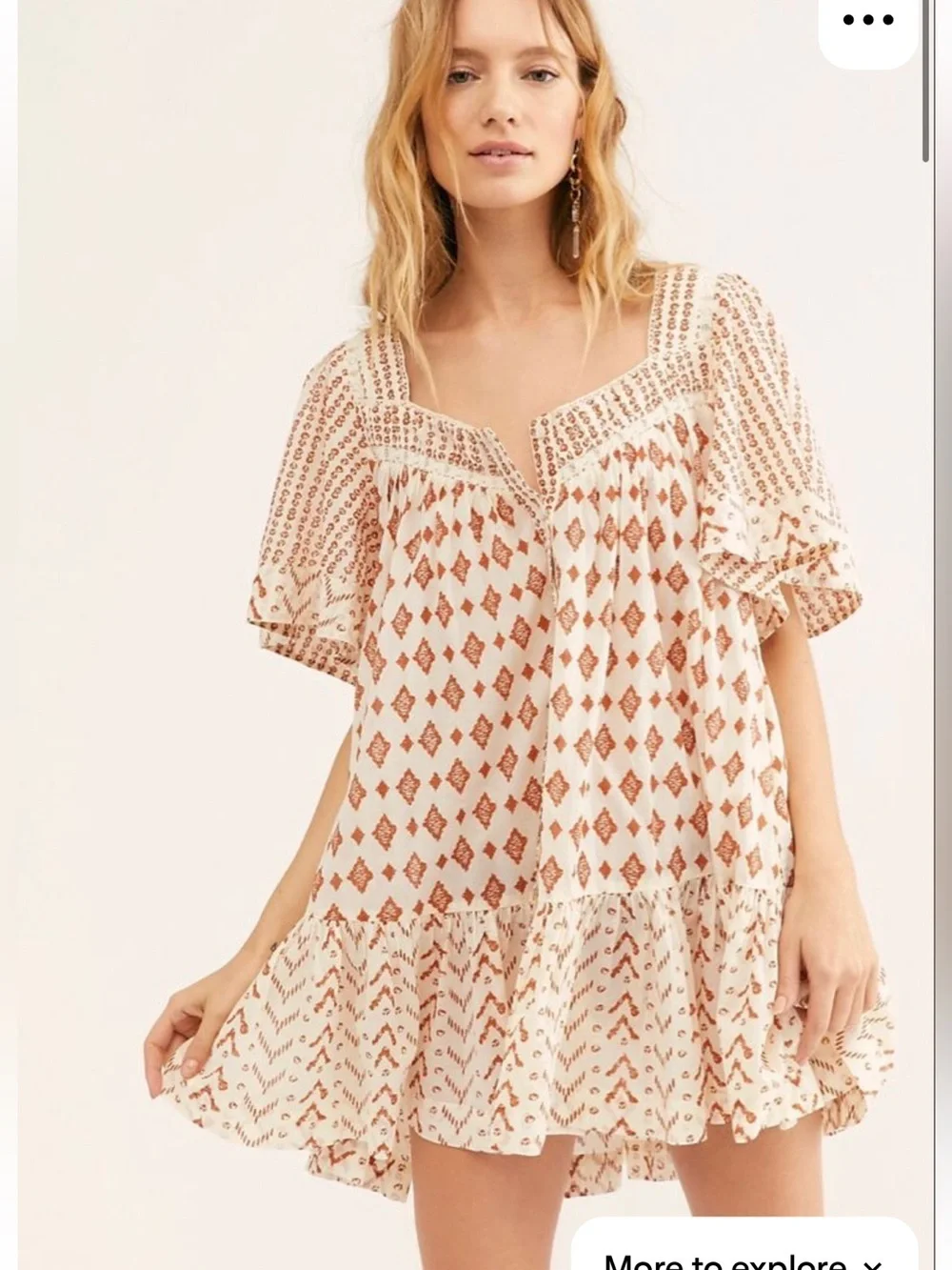 Free People HEARTS DESIRE PRINT TUNIC DRESS IN IVORY COMBO